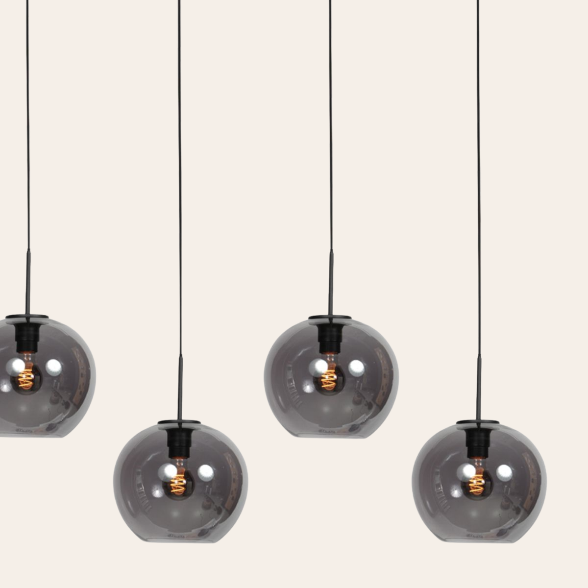 Steinhauer Sferio Hanglamp | Matzwart, Smoke Glas, 5-Lichts Voor Eettafel Steinhauer