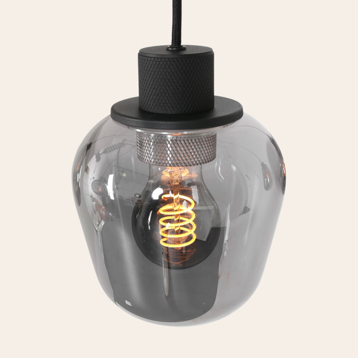 Steinhauer Reflexion Hanglamp | Zwart Staal, 3 Lichtpunten, Verstelbaar Smoke Glas Steinhauer