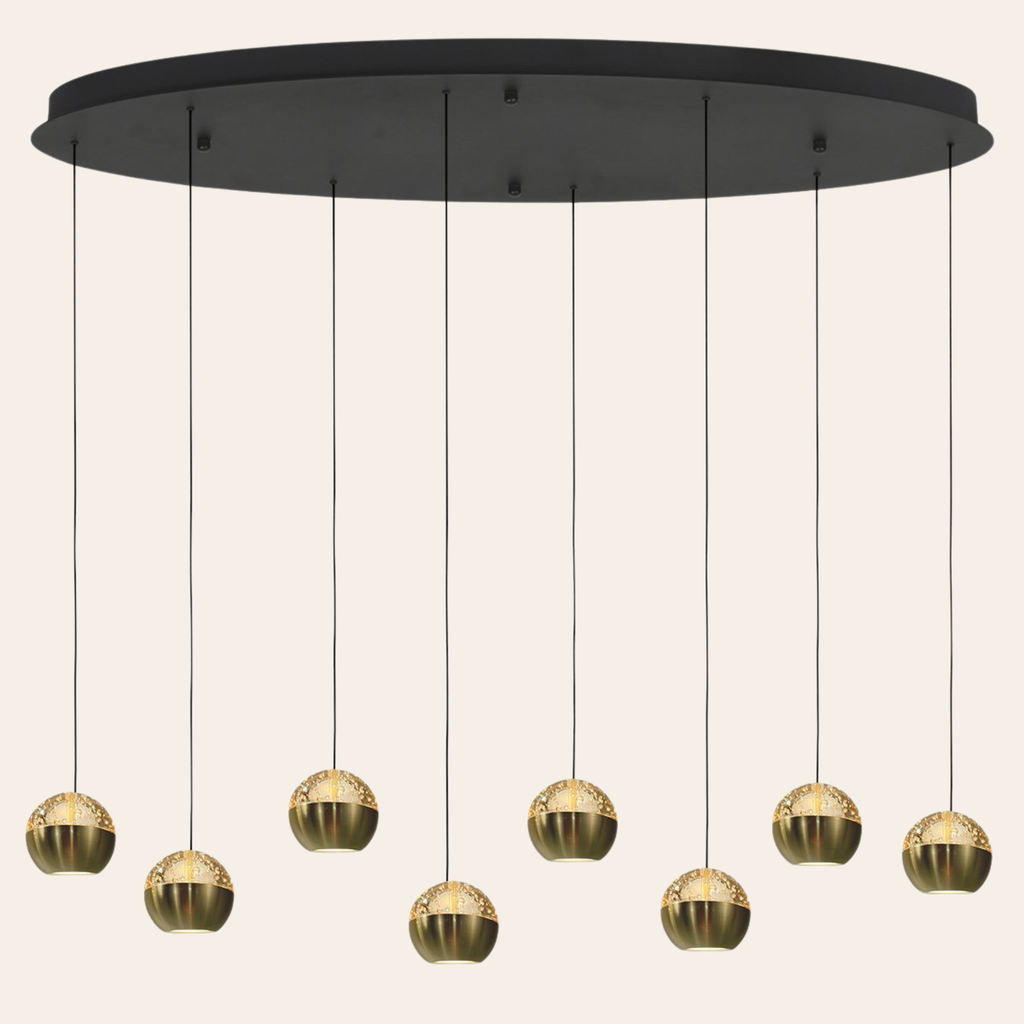 Steinhauer Belluno Hanglamp | Zwart Messing, Ovaal, 8-Lichts LED, In Hoogte Verstelbaar voor Eettafel