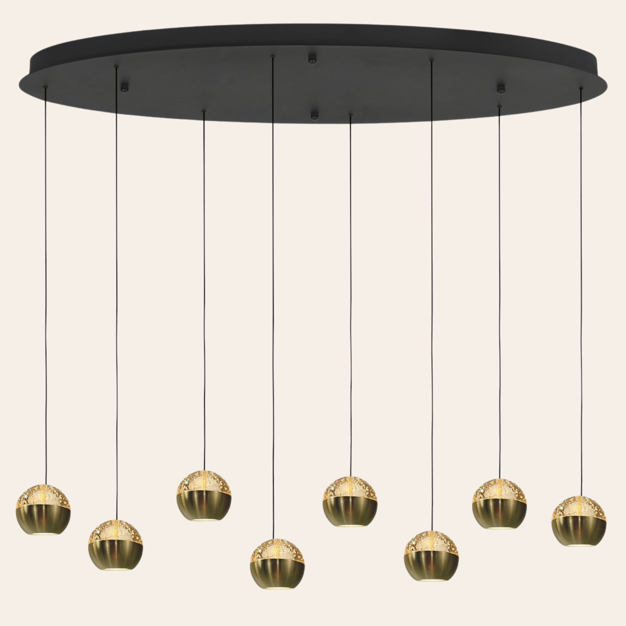 Steinhauer Belluno Hanglamp | Zwart Messing, Ovaal, 8-Lichts LED, In Hoogte Verstelbaar voor Eettafel