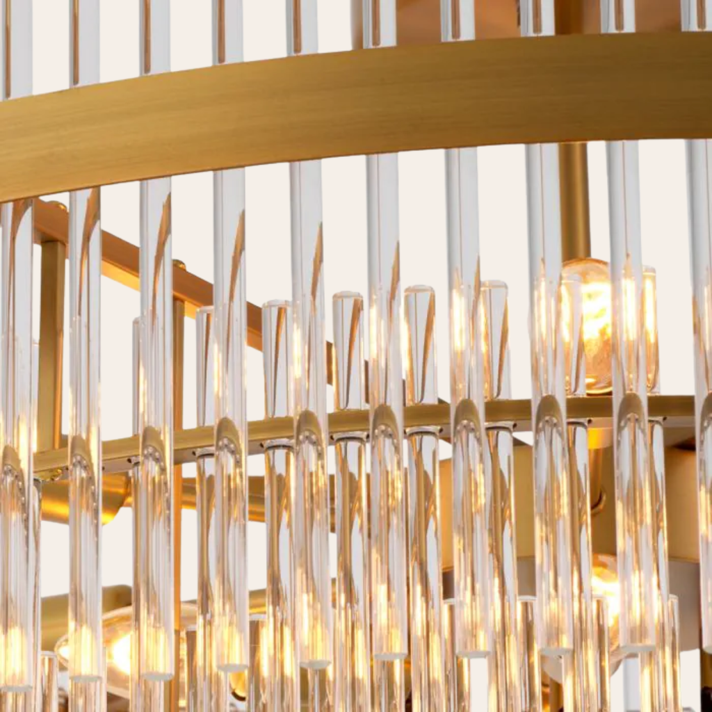 Eichholtz East Plafondlamp | Antiek Messing, Helder Glas voor Slaapkamer
