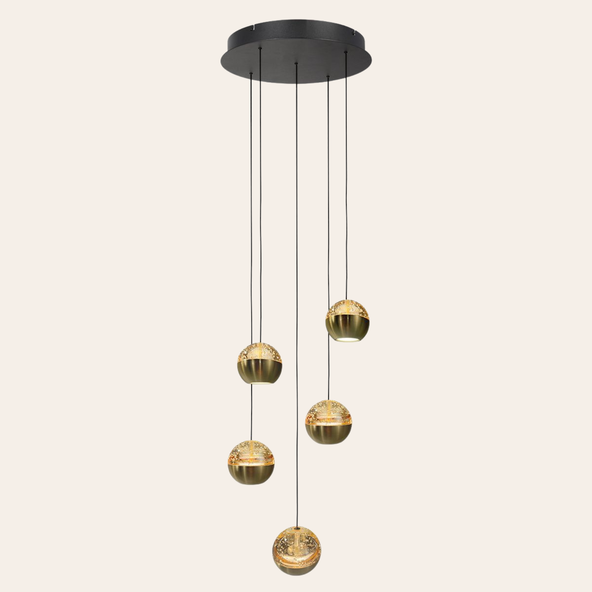 Steinhauer Belluno Hanglamp | Messing, Vijf Lichtpunten, Dim-to-Warm voor Eettafel