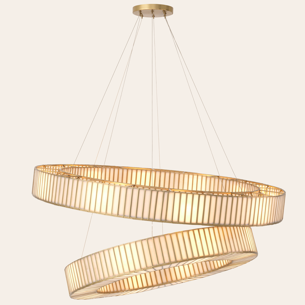 Eichholtz Monari Hanglamp | Antiek Messing, Wit Glas