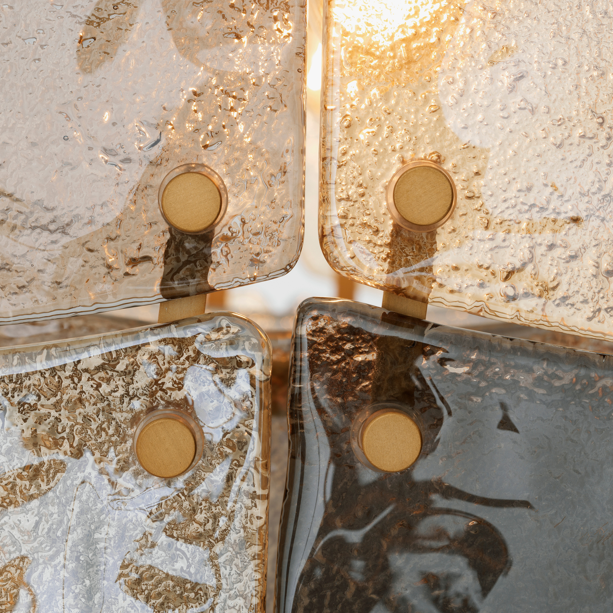 Eichholtz Laurent Rechthoekige Kroonluchter Antiek Messing met Gerookt & Champagneglas - 11-Lichts Hanglamp 127 cm