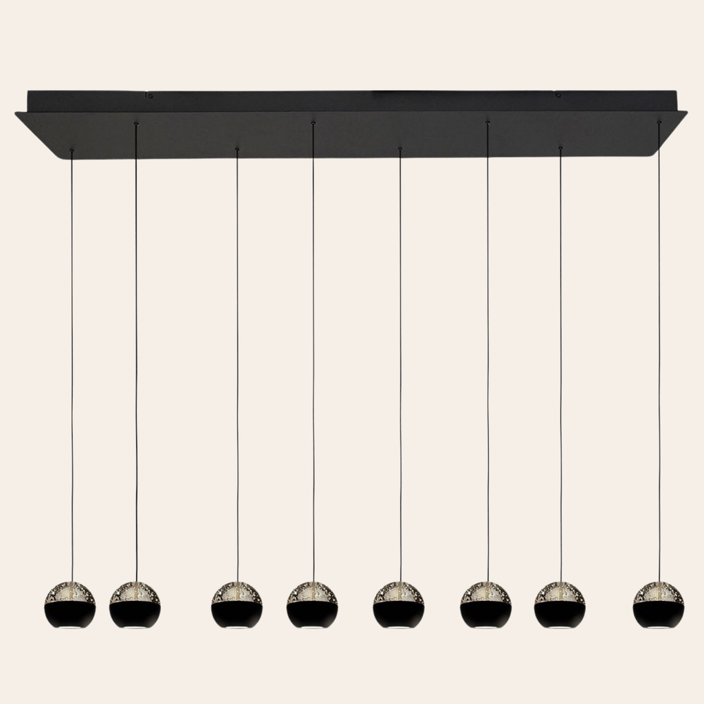 Steinhauer Belluno Hanglamp | Zwart Smoke Glas, 8-Lichts Eettafel Verlichting, Dim-to-Warm Steinhauer