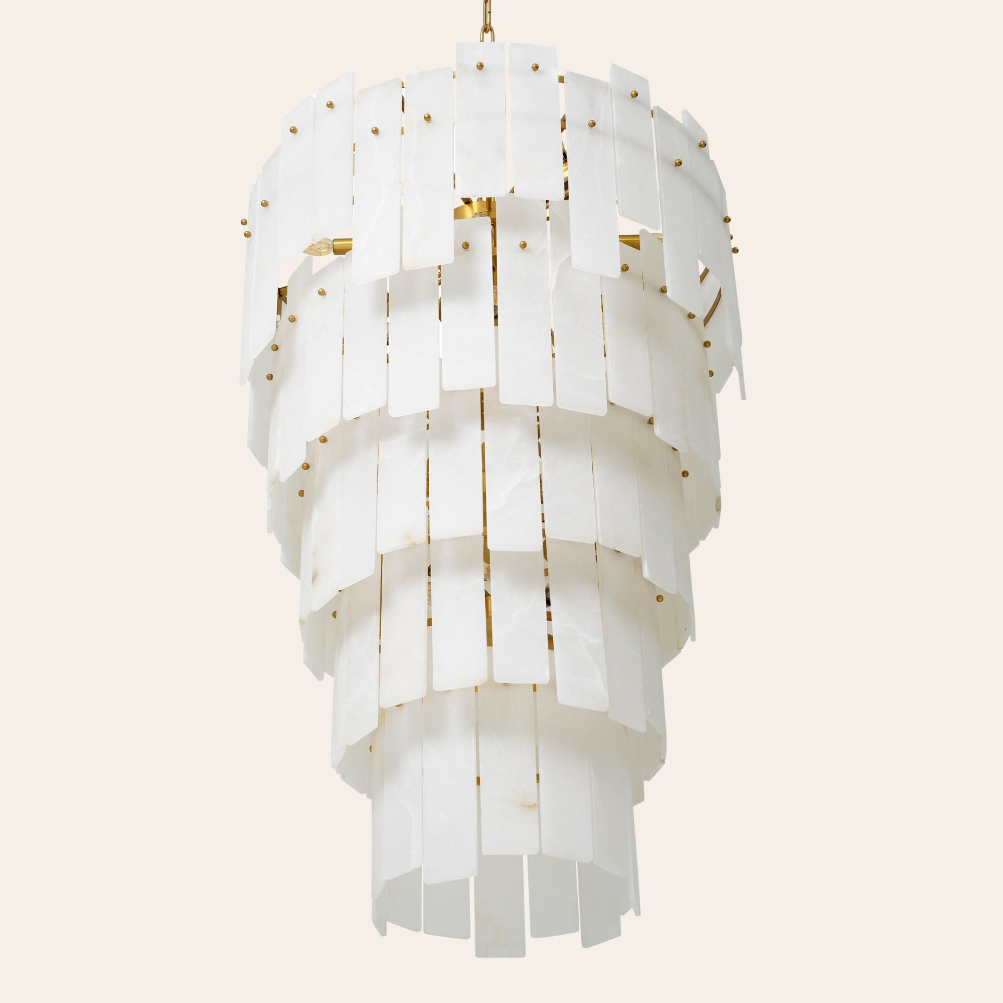Eichholtz Greyson Kroonluchter XL | Antiek Messing, Alabaster Lampenkappen
