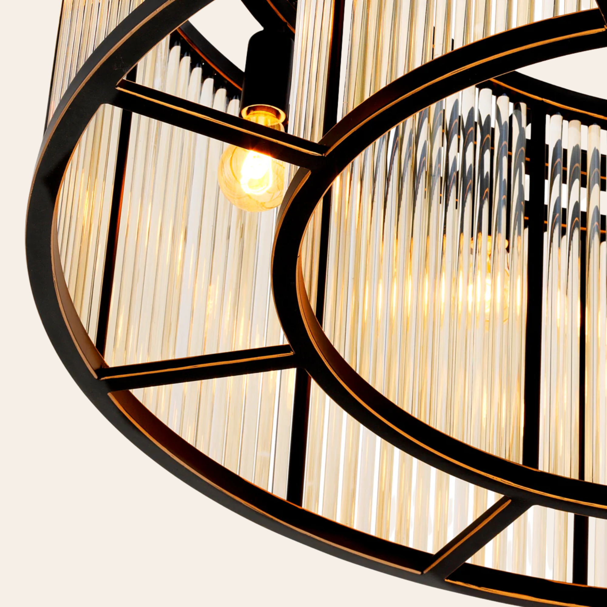 Eichholtz Bernardi L Plafondlamp | Donker Brons, Art Deco Glas, Vintage Elegantie