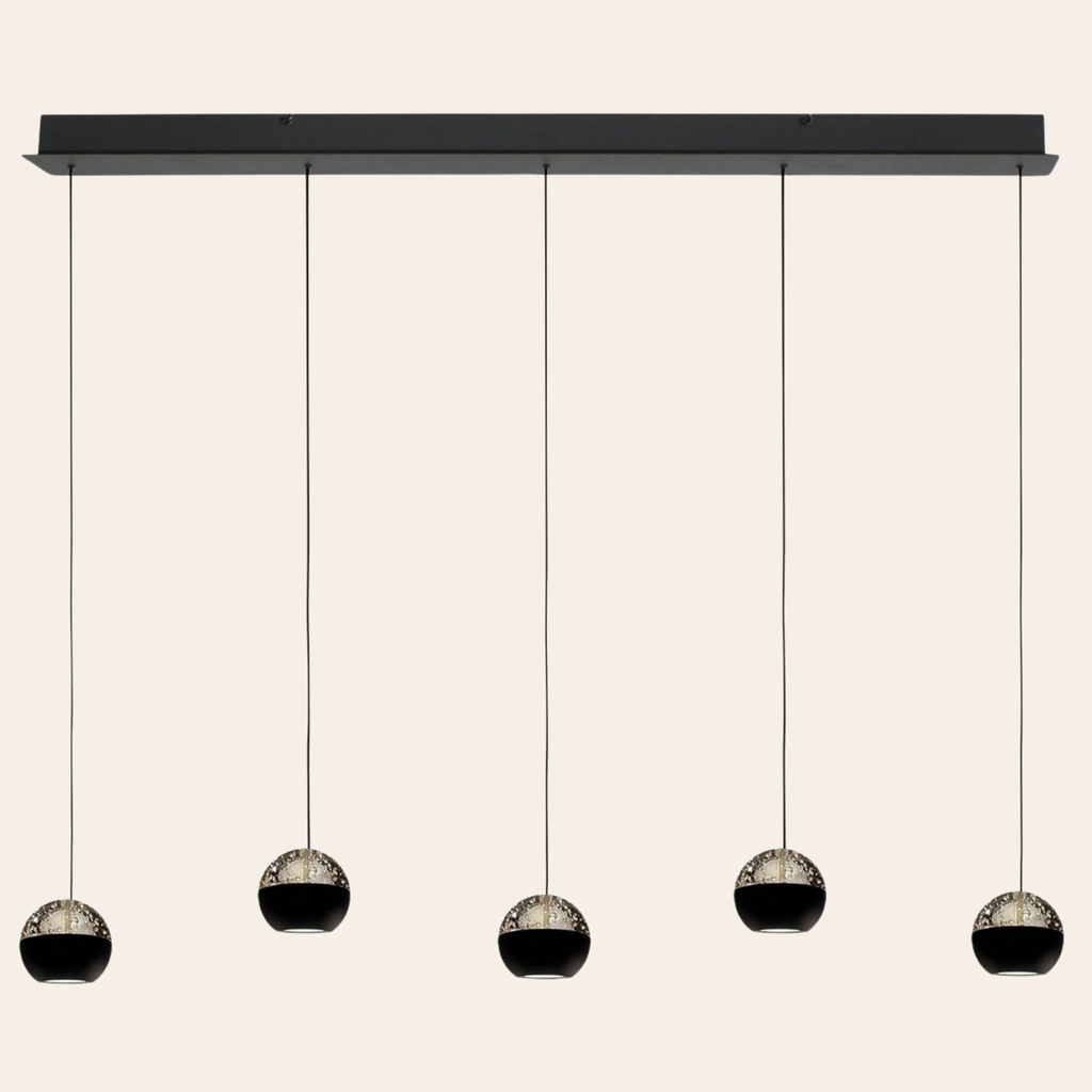 Steinhauer Belluno Hanglamp Zwart | 5-Lichts, Smoke Glas, Verstelbare Kabel, Eettafel Lamp