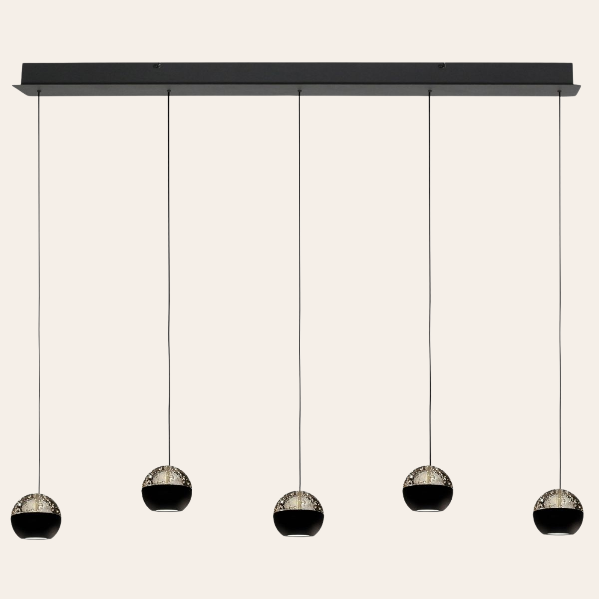 Steinhauer Belluno Hanglamp Zwart | 5-Lichts, Smoke Glas, Verstelbare Kabel, Eettafel Lamp