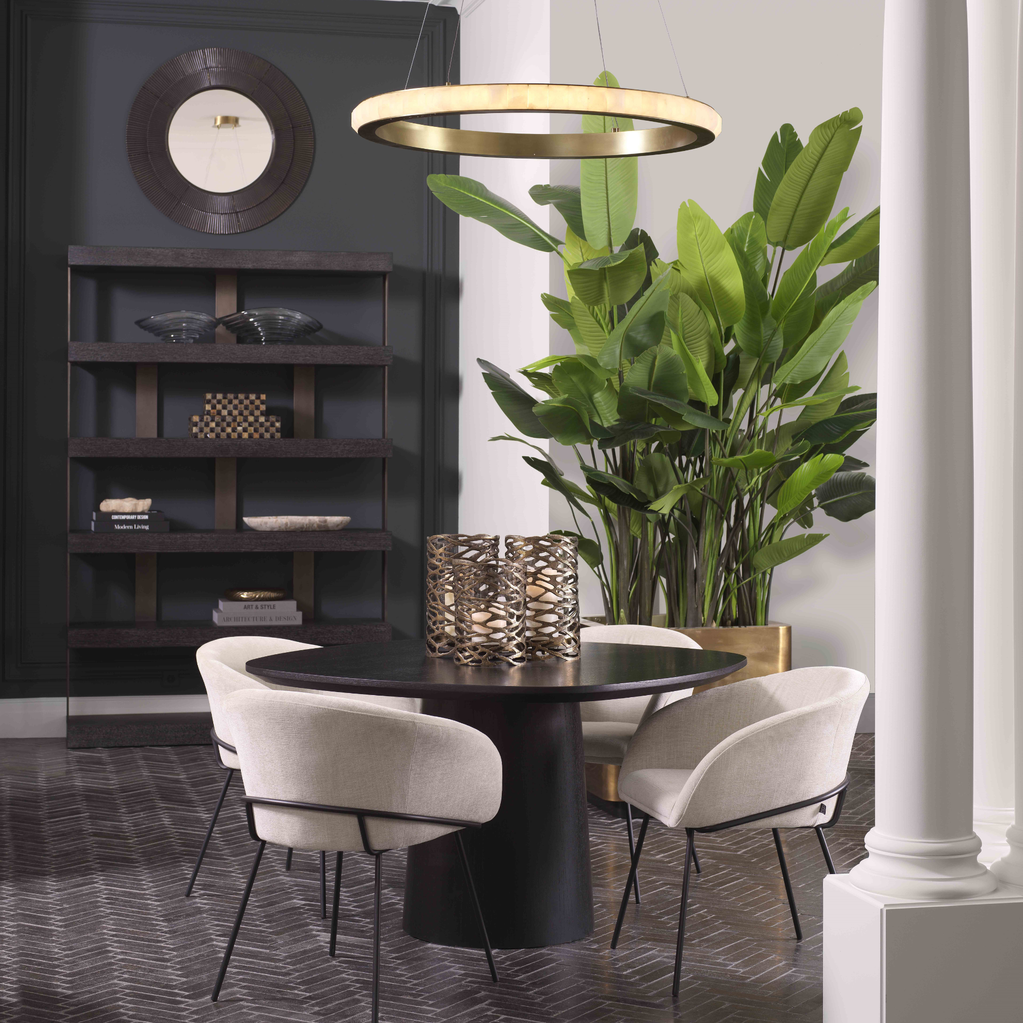 Eichholtz Cabildo Hanglamp | Antique Brass, Alabaster