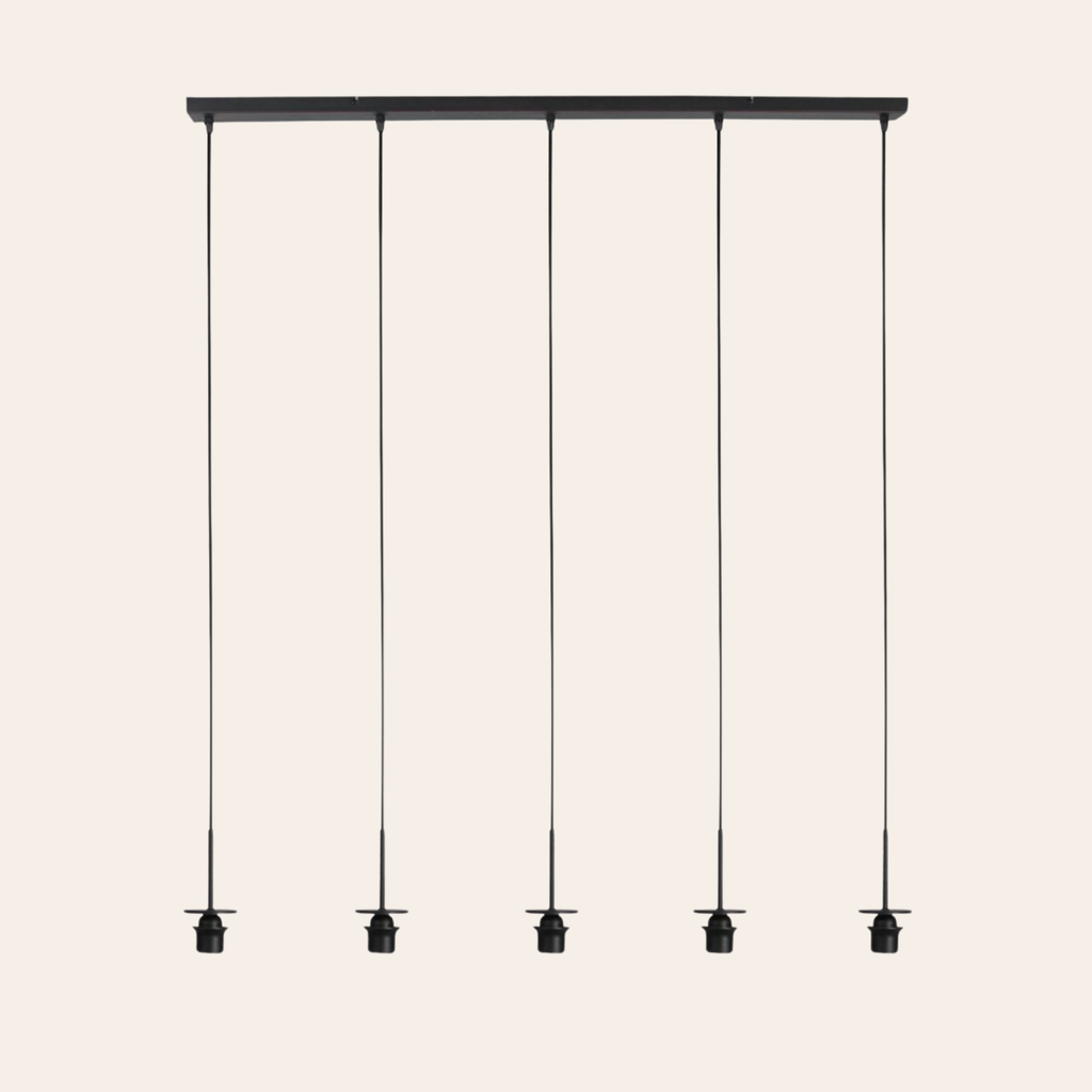 Steinhauer Drovia Hanglamp Zwart | Smoke Glas, 5-lichts voor Eettafel