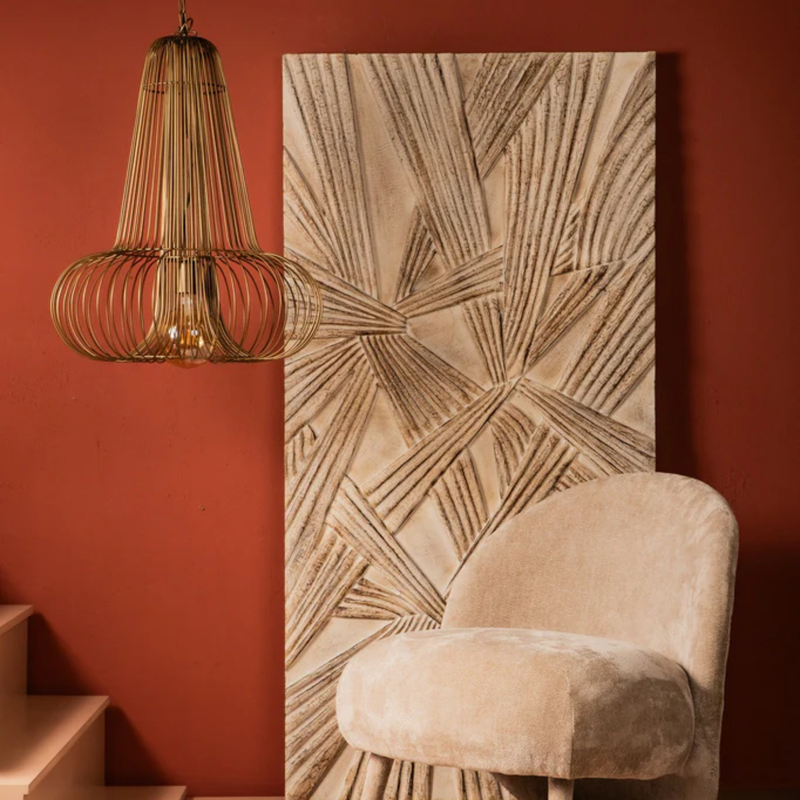 PTMD Aluesi Hanglamp Brons met Antiek Messing Afwerking - Metalen Design Hanglamp 1-Lichts