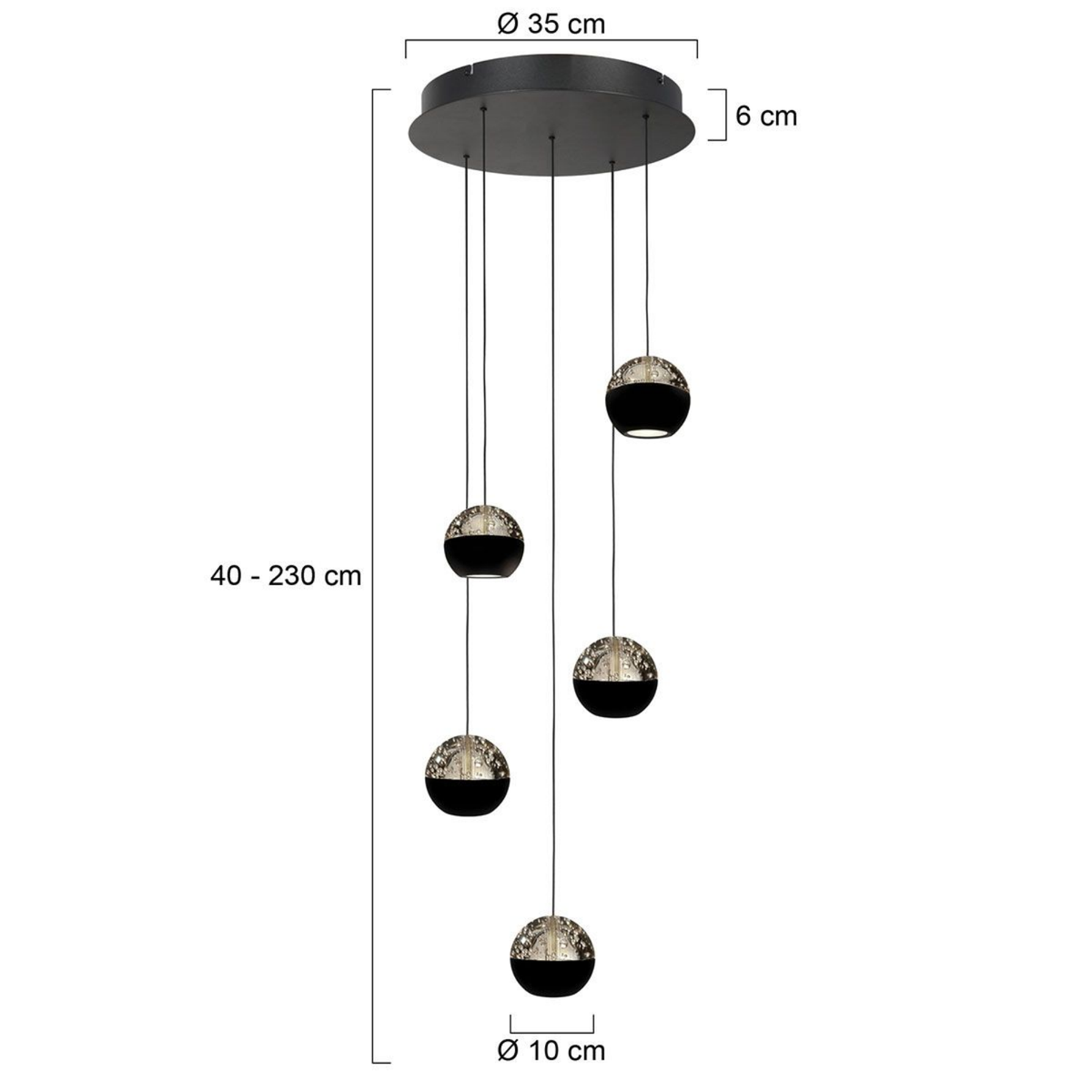 Steinhauer Belluno Hanglamp | 5-lichts, Smoke Glas, Verstelbaar Cable Lift Steinhauer