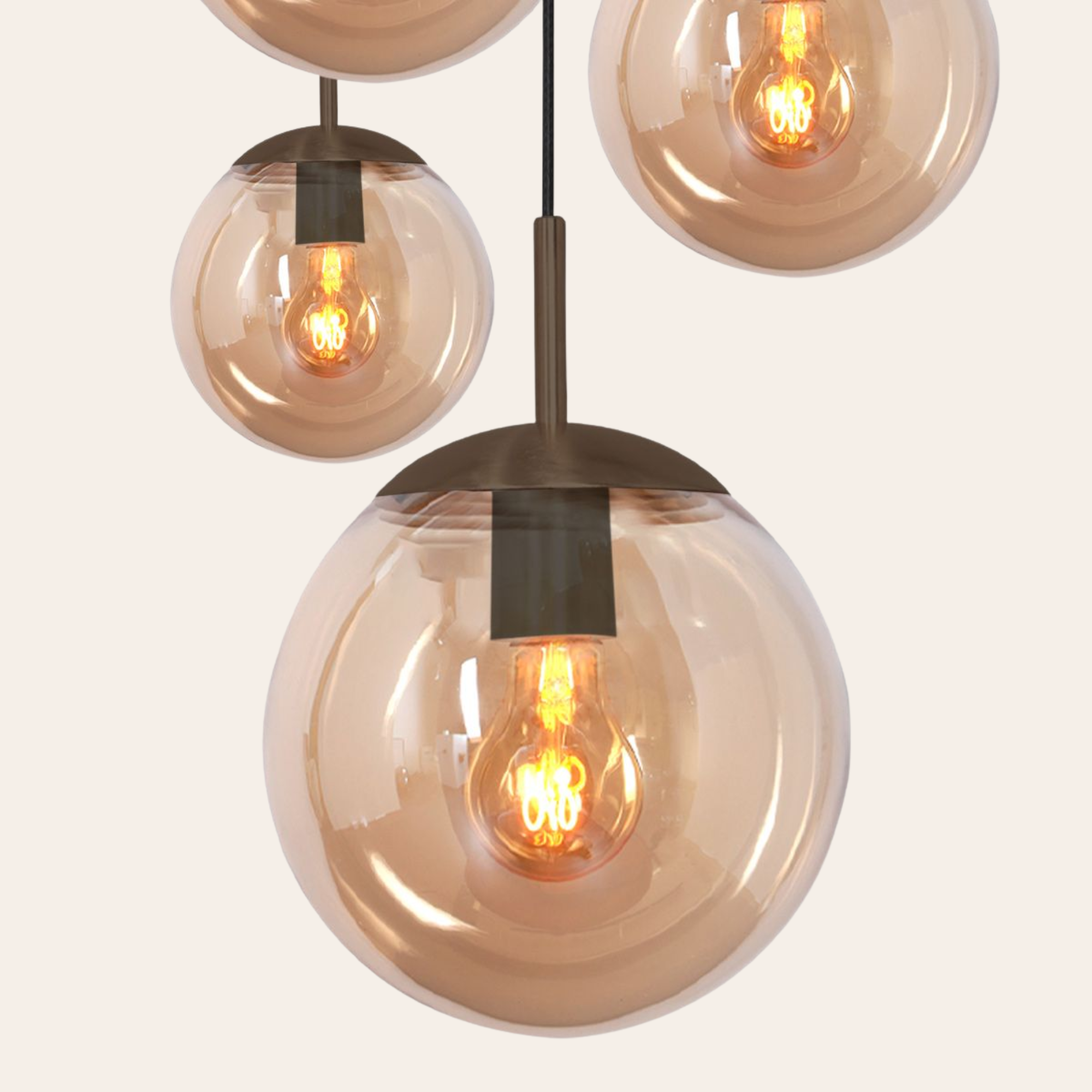 Steinhauer Bollique Hanglamp | Cacao Metaal, 5-lichts met Amber Glas