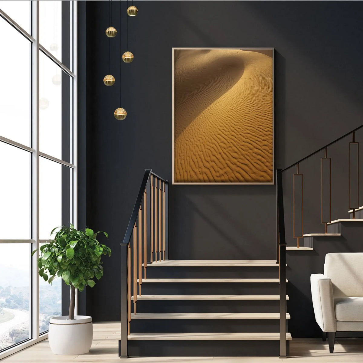 Steinhauer Belluno Hanglamp | Messing, Vijf Lichtpunten, Dim-to-Warm voor Eettafel Steinhauer