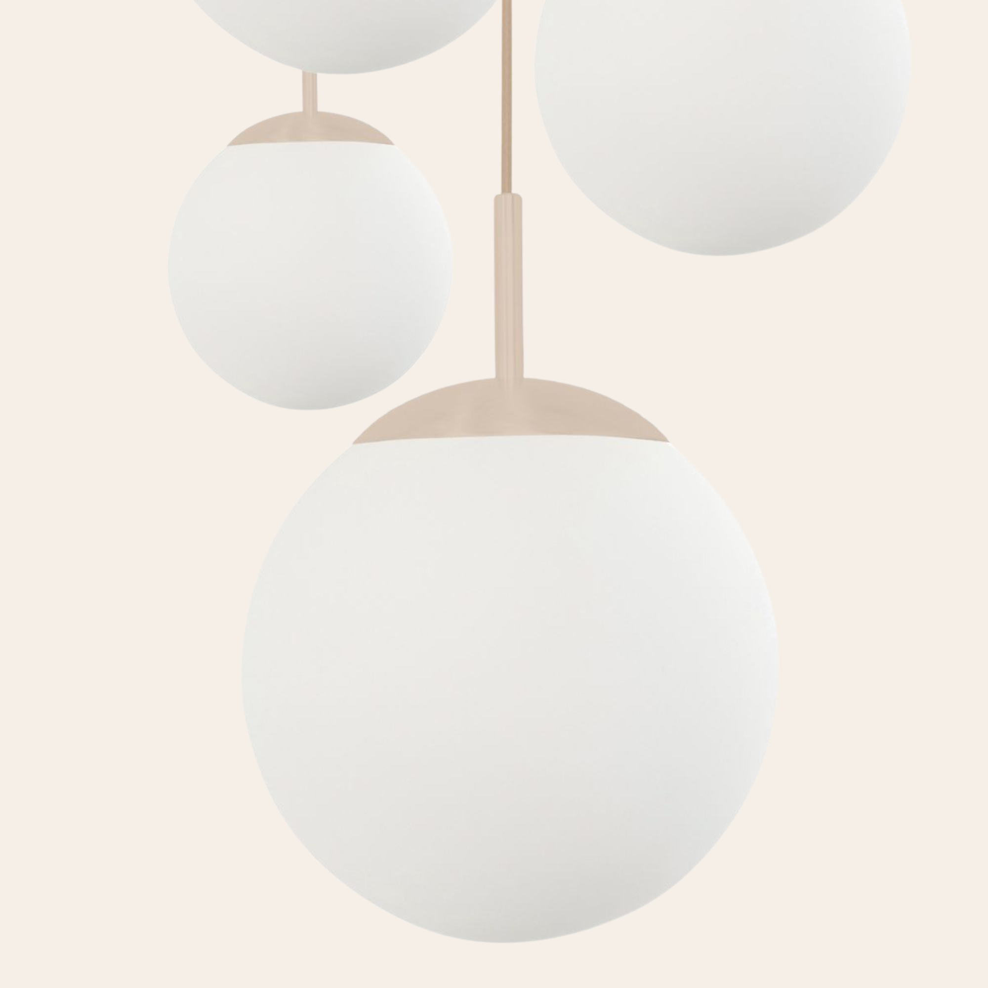 Steinhauer Bollique Hanglamp | Crème Metaal, Mat Wit Glas, 5-lichts Verstelbaar