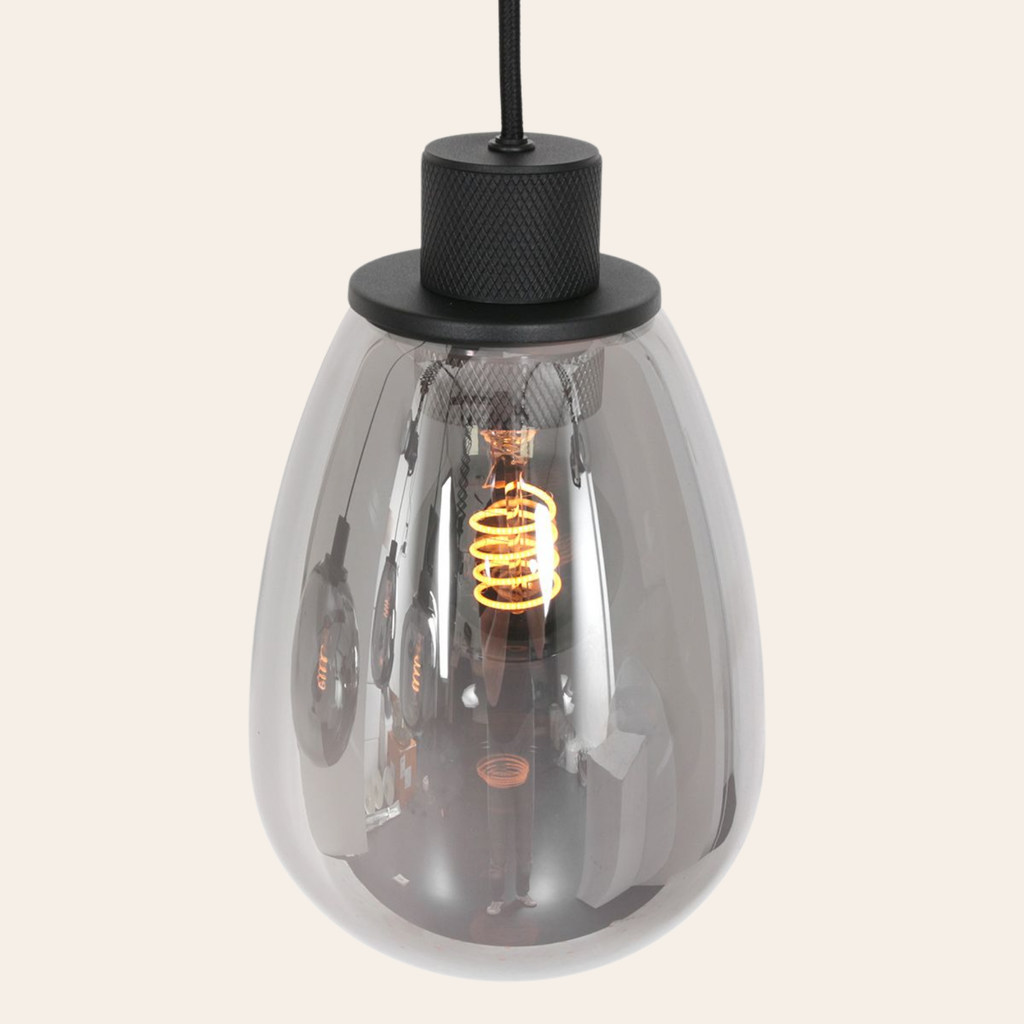 Steinhauer Reflexion Hanglamp | Zwart Staal, 3 Lichtpunten, Verstelbaar Smoke Glas Steinhauer