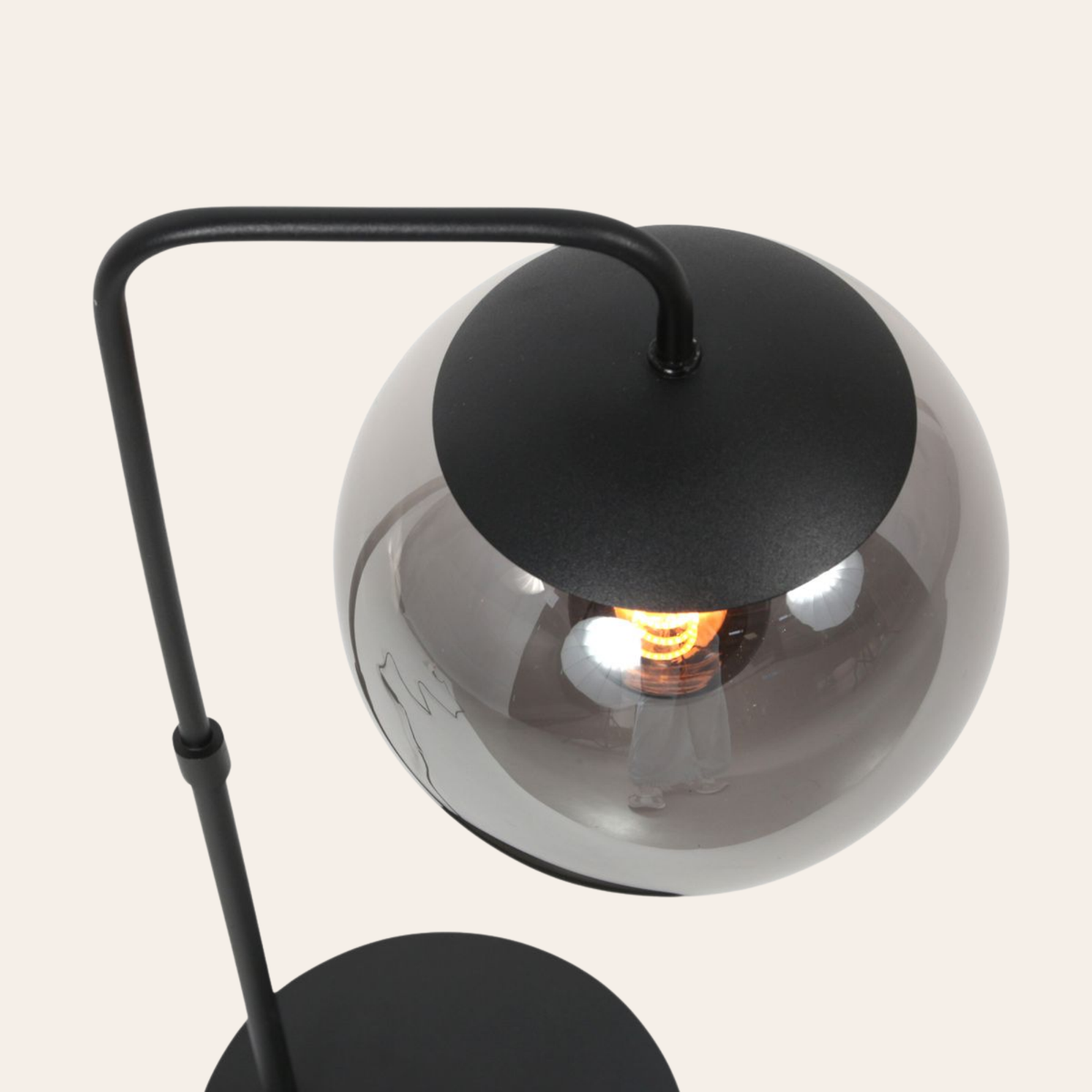 Steinhauer Bollique Tafellamp | Zwart Metaal, Smoke Glas, E14 Fitting Steinhauer