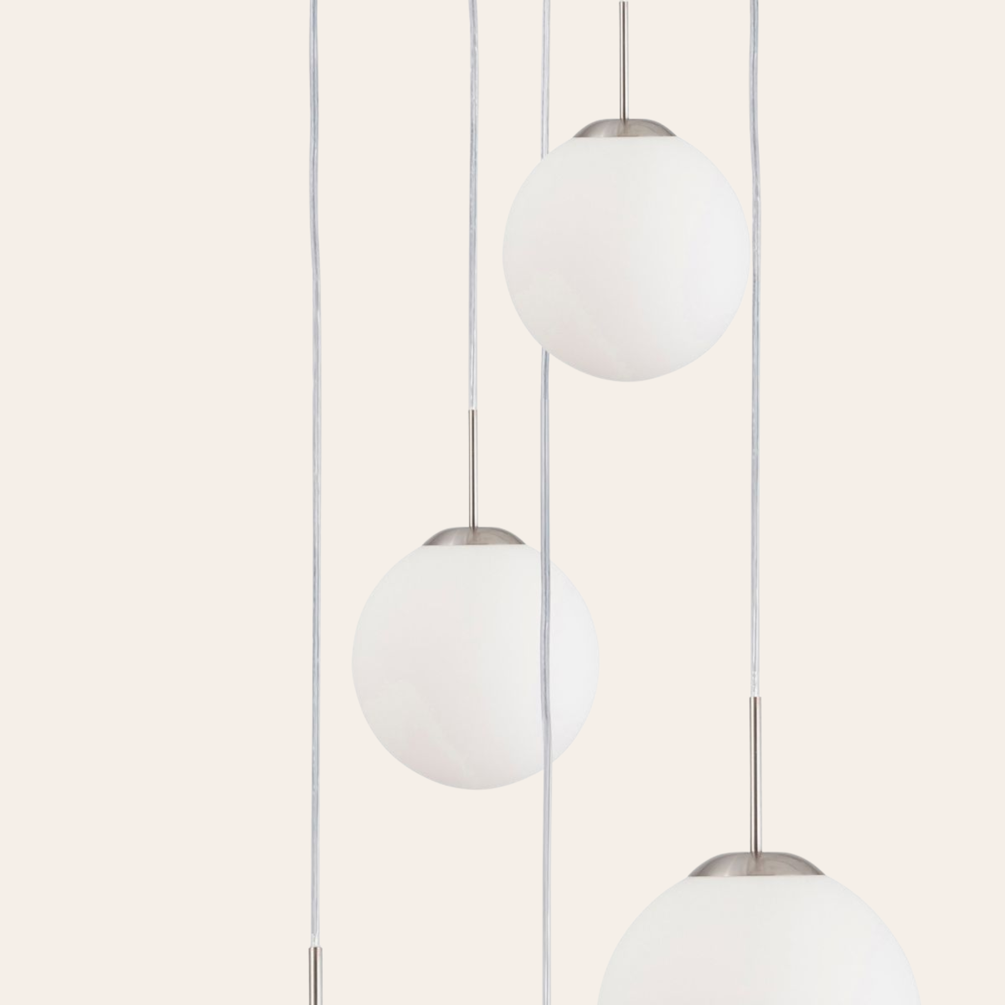 Steinhauer Bollique Hanglamp | Staalkleurig, 5-lichts met Mat Wit Glas