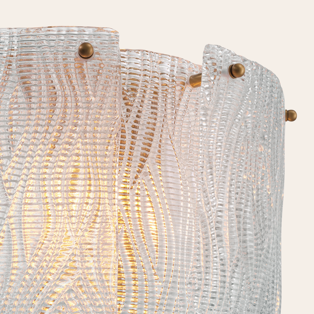 Eichholtz Asinara Wandlamp | Antiek Messing, Getextureerd Glas voor Binnen