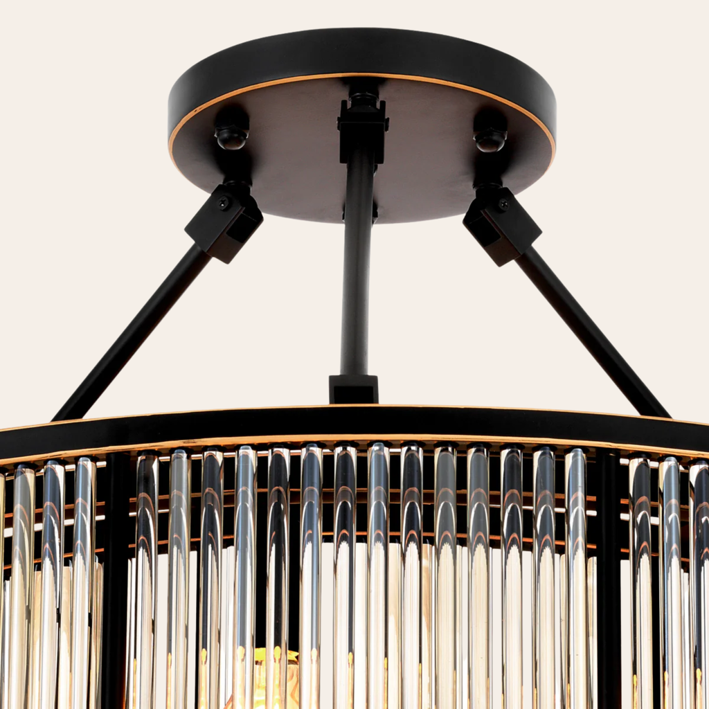 Eichholtz Bernardi L Plafondlamp | Donker Brons, Art Deco Glas, Vintage Elegantie