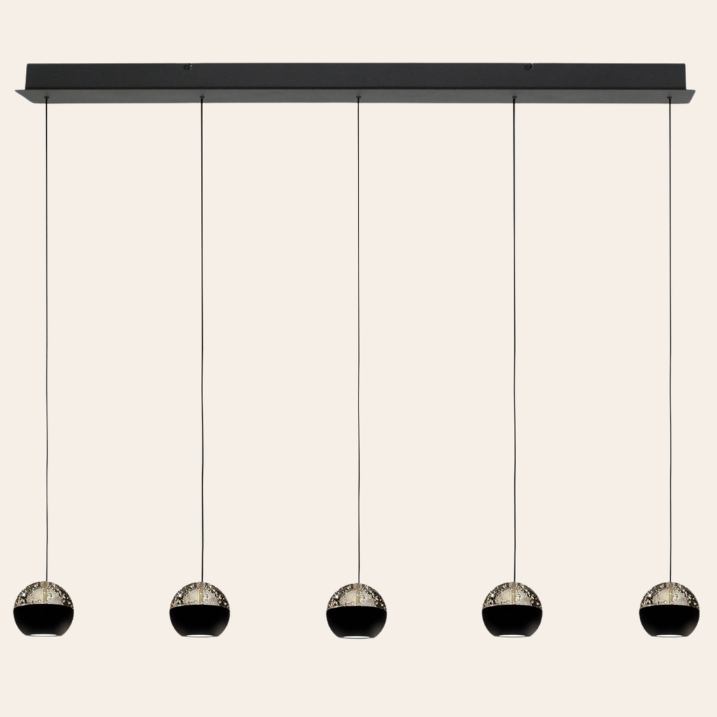 Steinhauer Belluno Hanglamp Zwart | 5-Lichts, Smoke Glas, Verstelbare Kabel, Eettafel Lamp