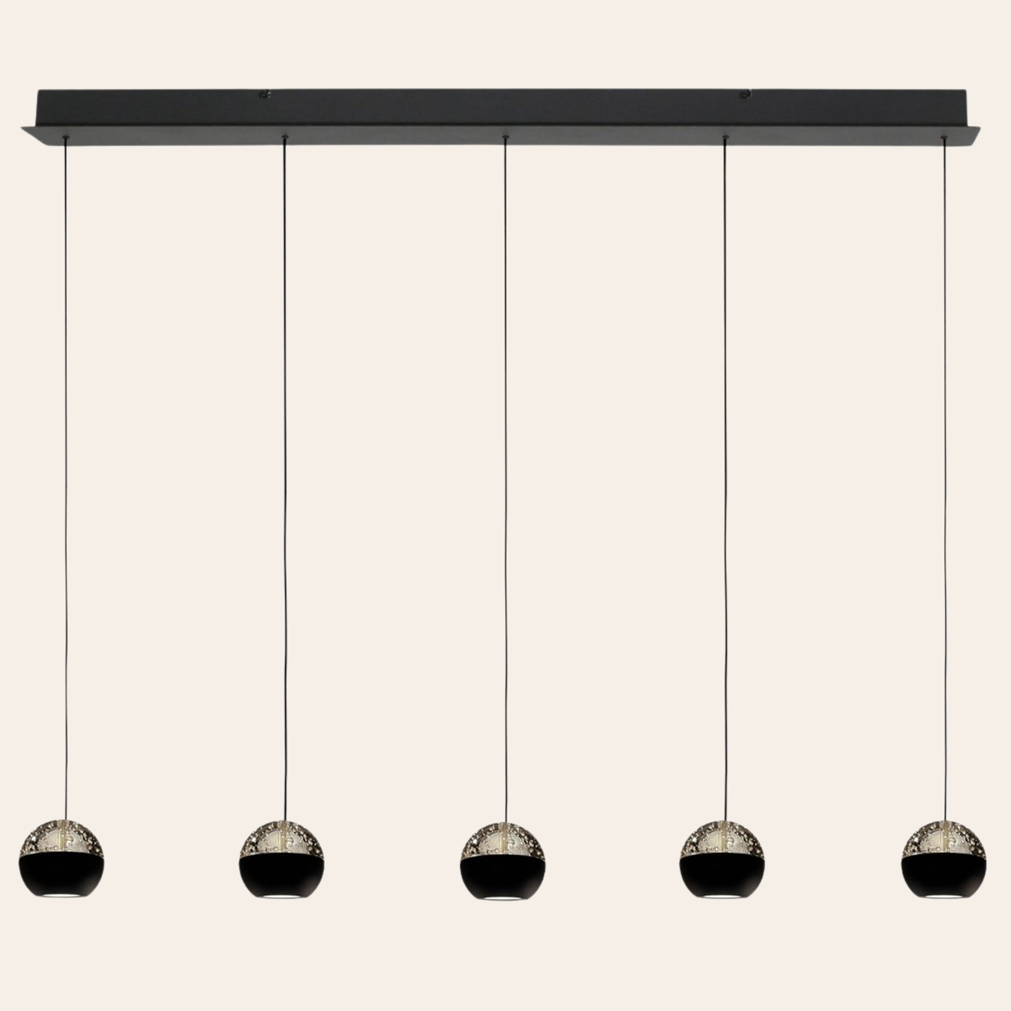 Steinhauer Belluno Hanglamp Zwart | 5-Lichts, Smoke Glas, Verstelbare Kabel, Eettafel Lamp