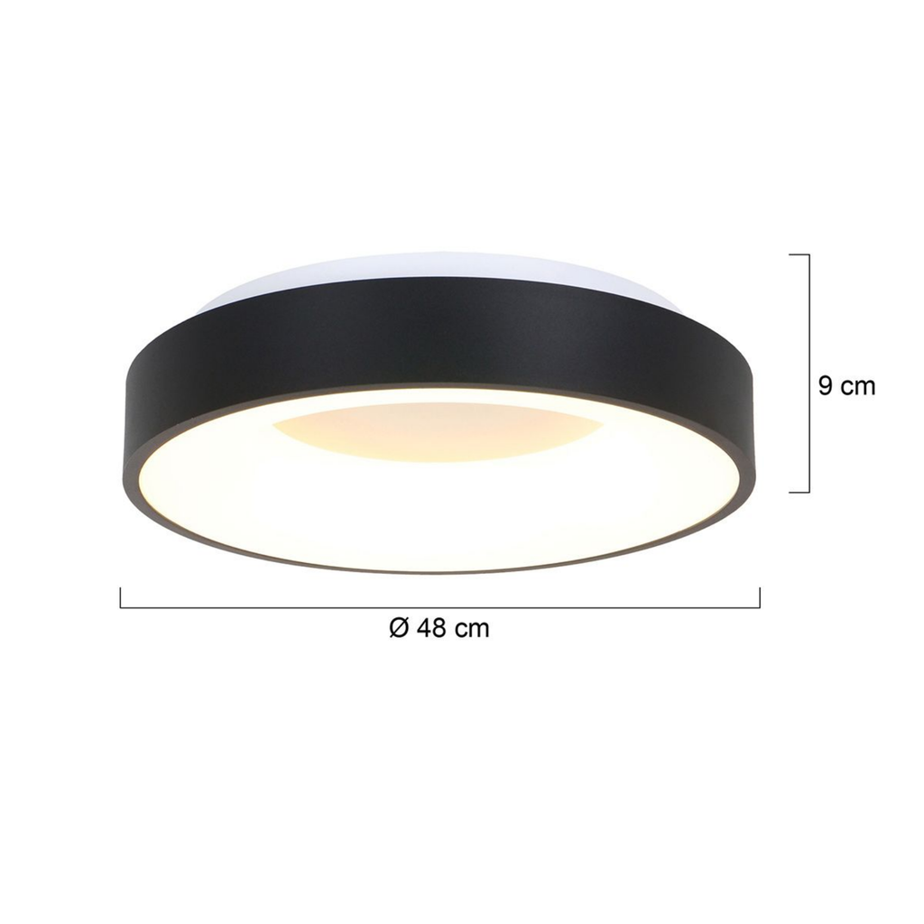 Steinhauer Ringlede Plafondlamp | Zwarte LED Ø48 cm, Dimbaar voor Slaapkamer en Woonruimte Steinhauer