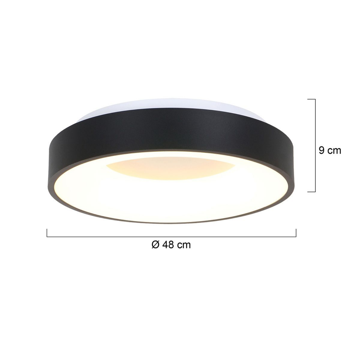 Steinhauer Ringlede Plafondlamp | Zwarte LED Ø48 cm, Dimbaar voor Slaapkamer en Woonruimte Steinhauer