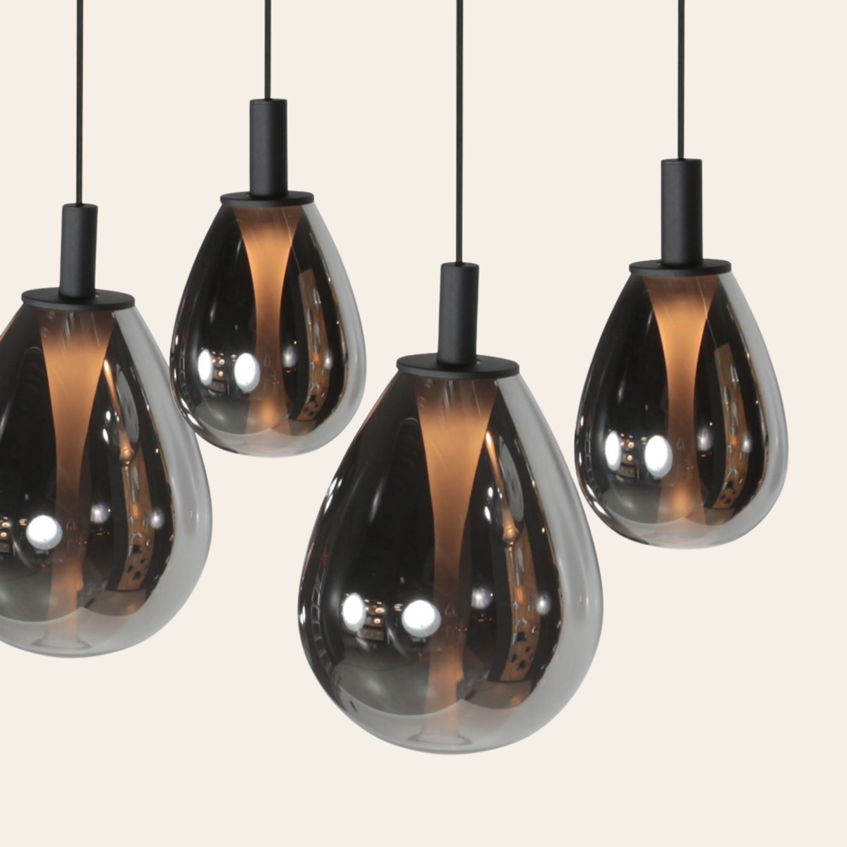Steinhauer Glimsy Hanglamp | Zwart Metaal, Smoke Glas, Verstelbaar voor Eettafel Steinhauer
