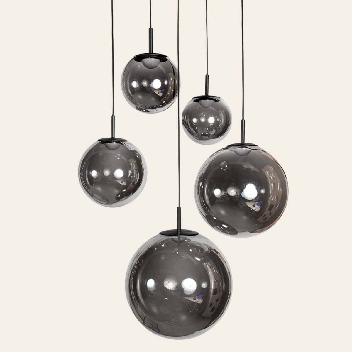 Steinhauer Bollique Hanglamp | Zwart Metaal, Smoke Glas, Dimbaar, Verstelbaar Steinhauer