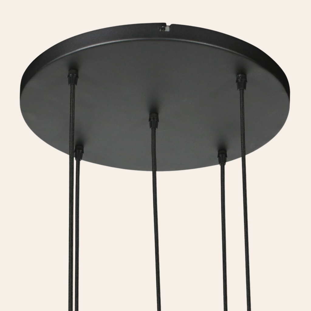 Steinhauer Sferio Hanglamp Zwart | Metaal met Rookglas, 5 Pendels voor Eettafel