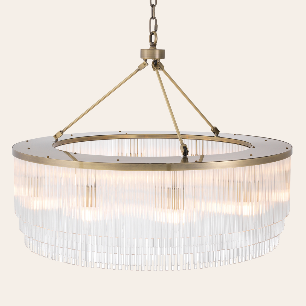 Eichholtz Hector Kroonluchter L| Licht Geborsteld Messing, Moderne Elegantie