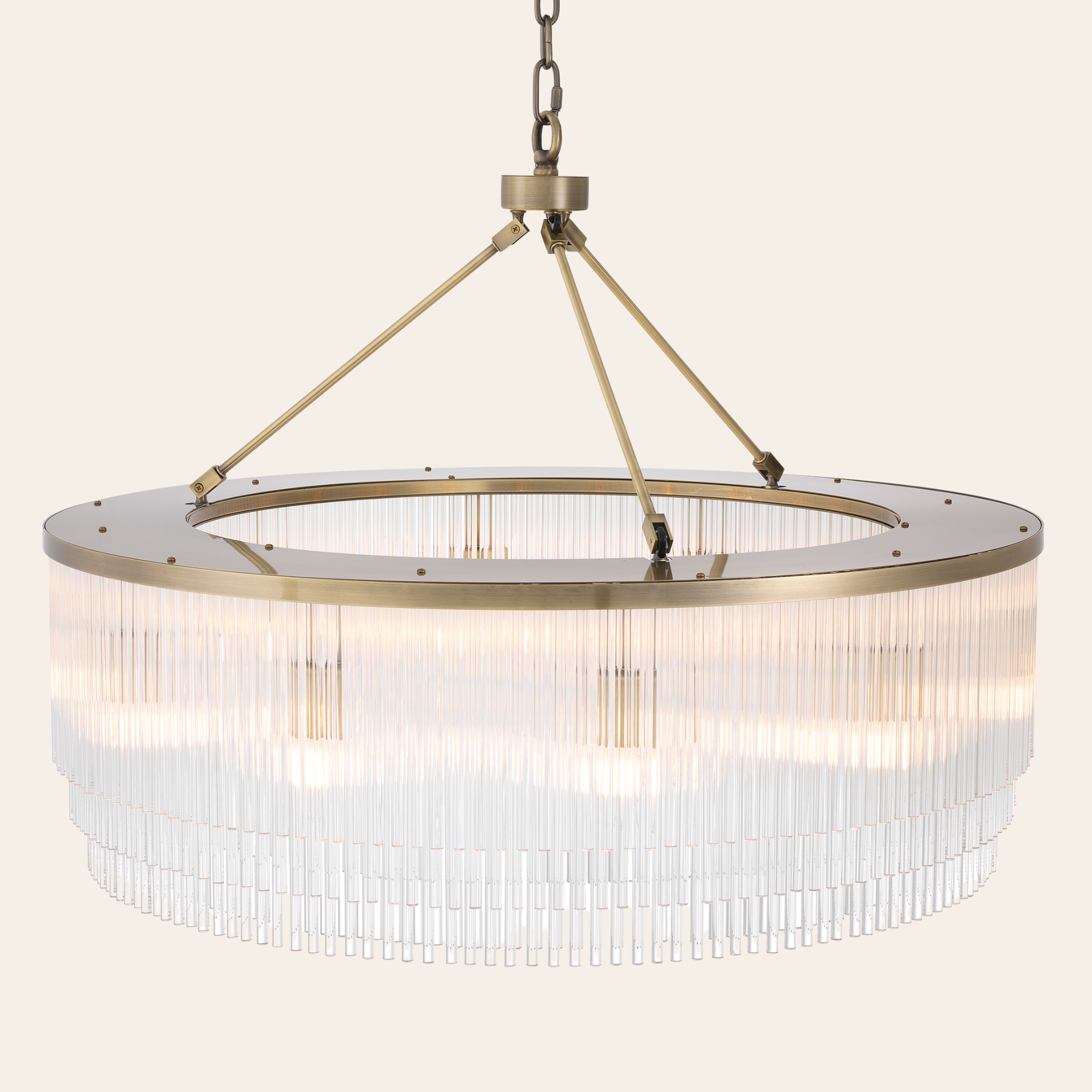 Eichholtz Hector Kroonluchter L| Licht Geborsteld Messing, Moderne Elegantie