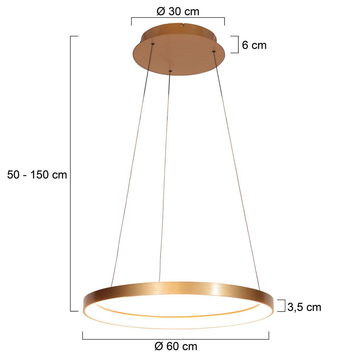 Steinhauer Ringlede Hanglamp Goud | Dimbaar, Verstelbaar, Modern Ringdesign Steinhauer
