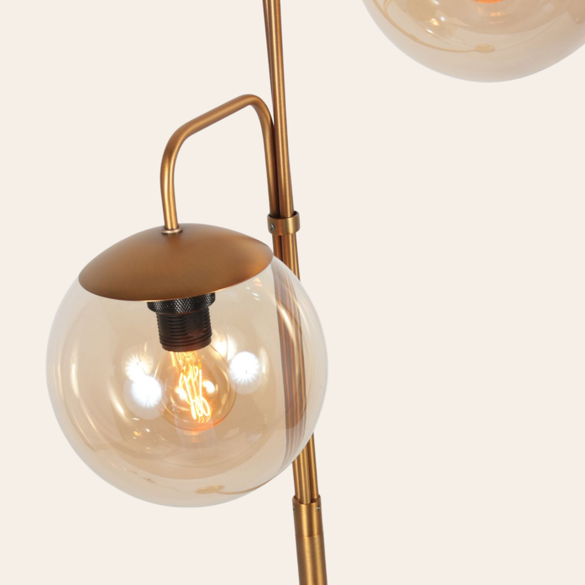 Steinhauer Bollique Vloerlamp | Brons Metaal, 3-Lichts Amber Glas voor Woonkamer Steinhauer