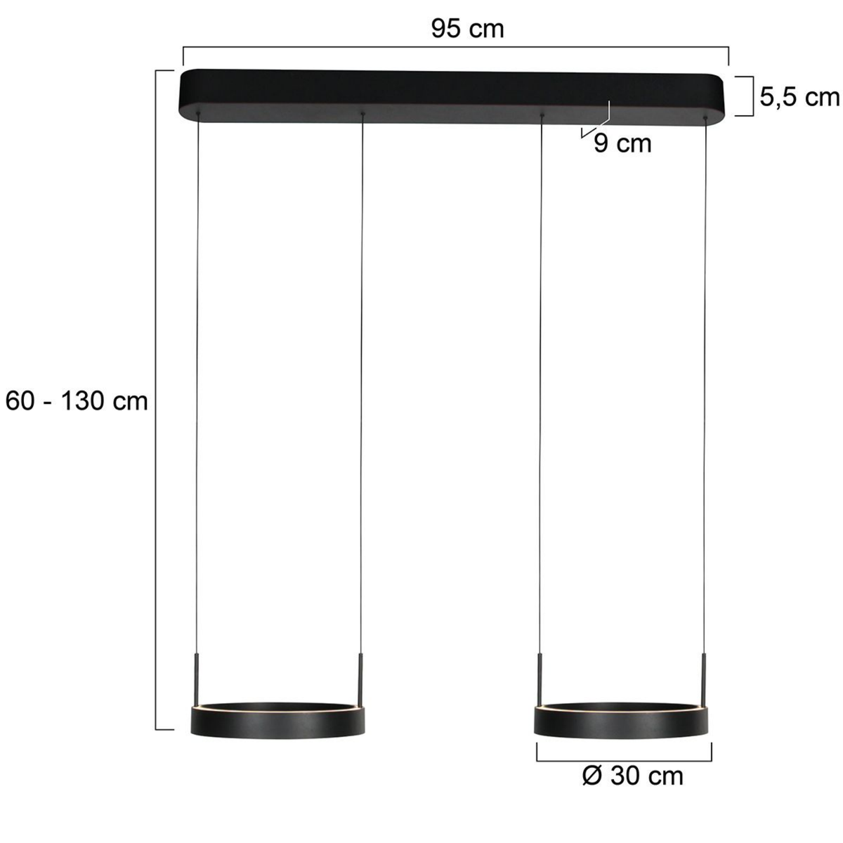 Steinhauer Mykty Hanglamp | Zwart, Verstelbare Cirkelringen voor Eettafel en Woonkamer Steinhauer