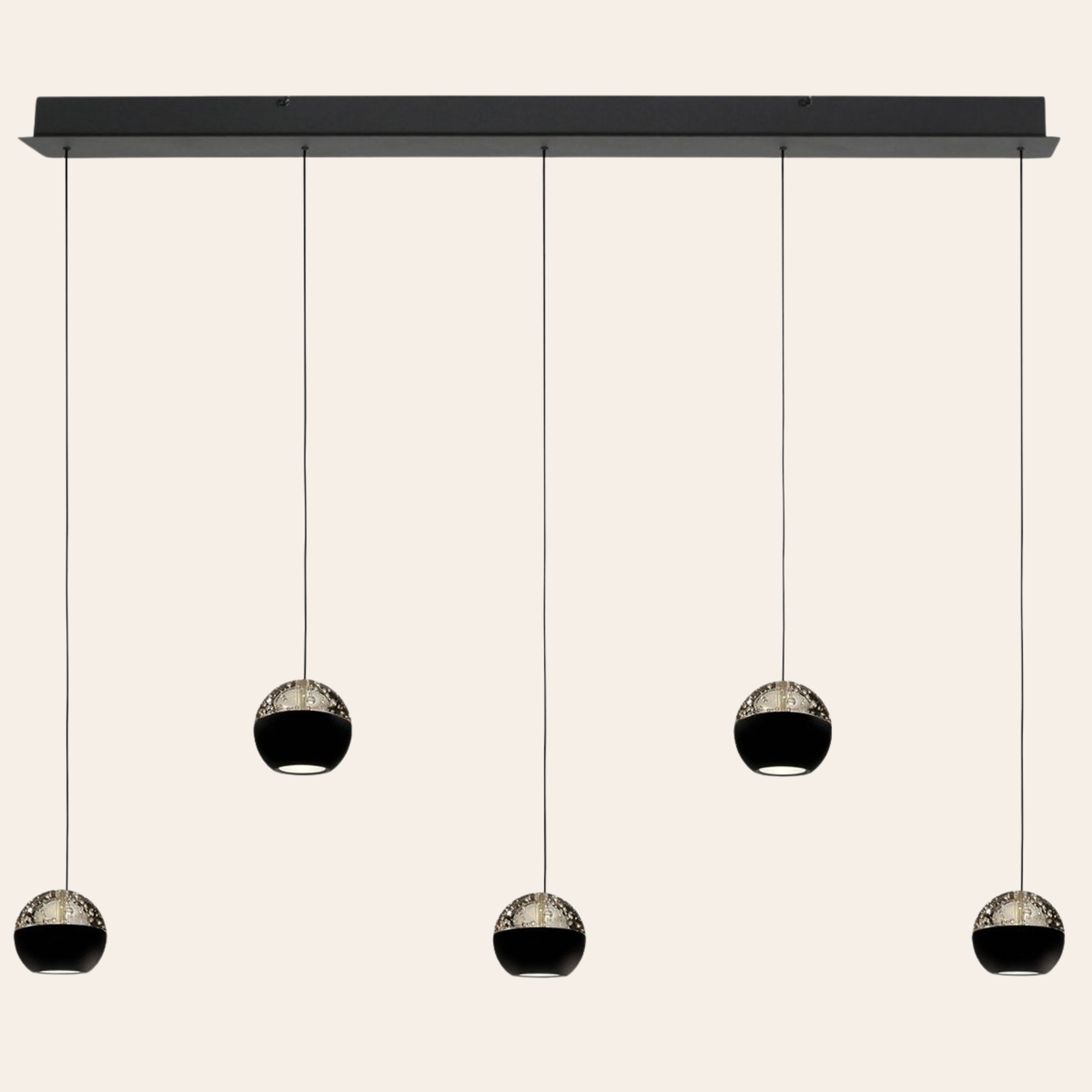 Steinhauer Belluno Hanglamp Zwart | 5-Lichts, Smoke Glas, Verstelbare Kabel, Eettafel Lamp