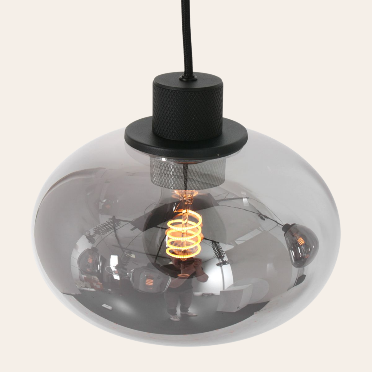 Steinhauer Reflexion Hanglamp | Zwart Staal, 3 Lichtpunten, Verstelbaar Smoke Glas Steinhauer