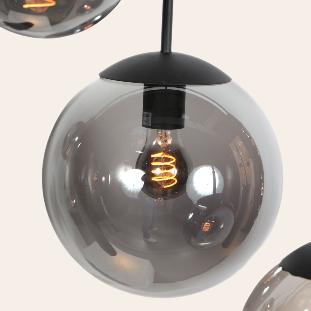 Steinhauer Bollique Hanglamp 9-lichts | Zwart Metaal, Smoke Glas, In Hoogte Verstelbaar Steinhauer