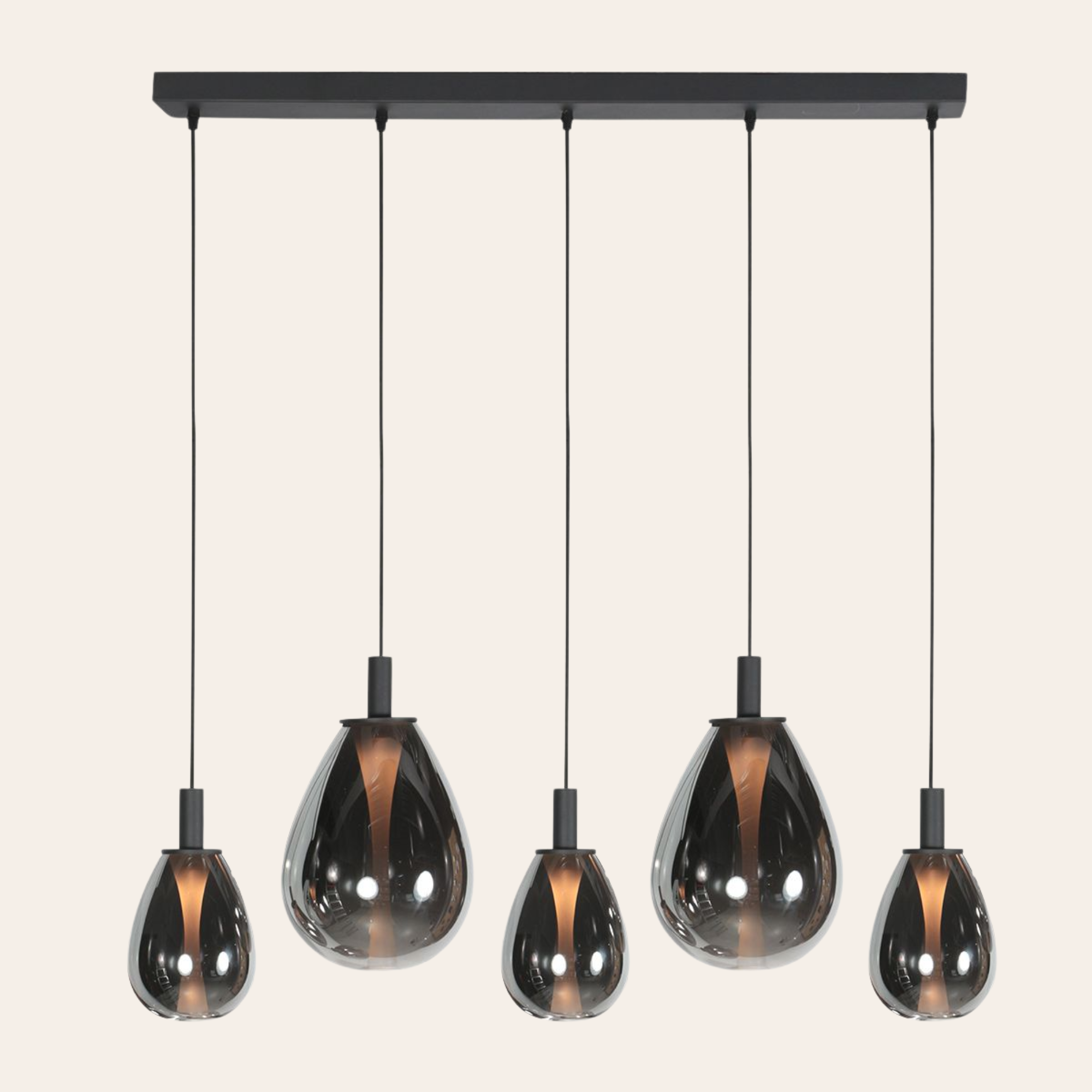 Steinhauer Glimsy Hanglamp | Zwart Metaal, Smoke Glas, Verstelbaar voor Eettafel