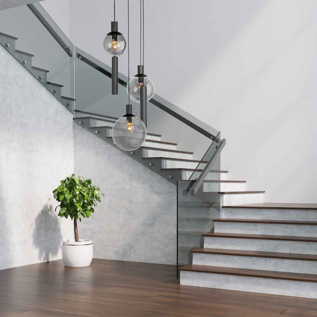 Steinhauer Bollique Hanglamp | Zwart Metaal, Smoke Glas, 5-lichts Steinhauer