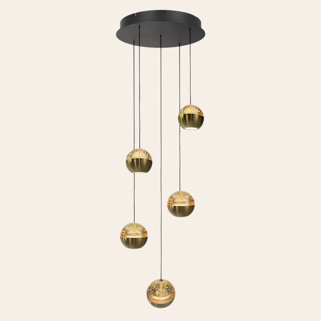 Steinhauer Belluno Hanglamp | Messing, Vijf Lichtpunten, Dim-to-Warm voor Eettafel Steinhauer