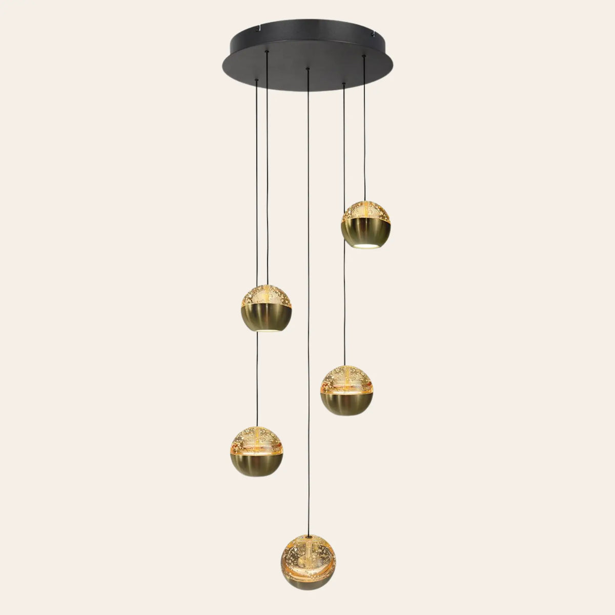 Steinhauer Belluno Hanglamp | Messing, Vijf Lichtpunten, Dim-to-Warm voor Eettafel Steinhauer