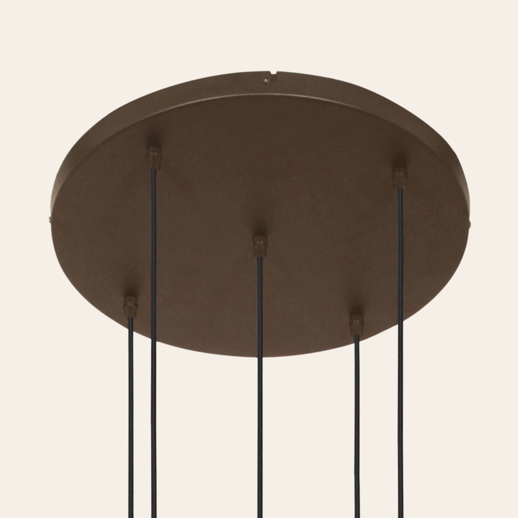 Steinhauer Bollique Hanglamp | Cacao Metaal, 5-lichts met Amber Glas