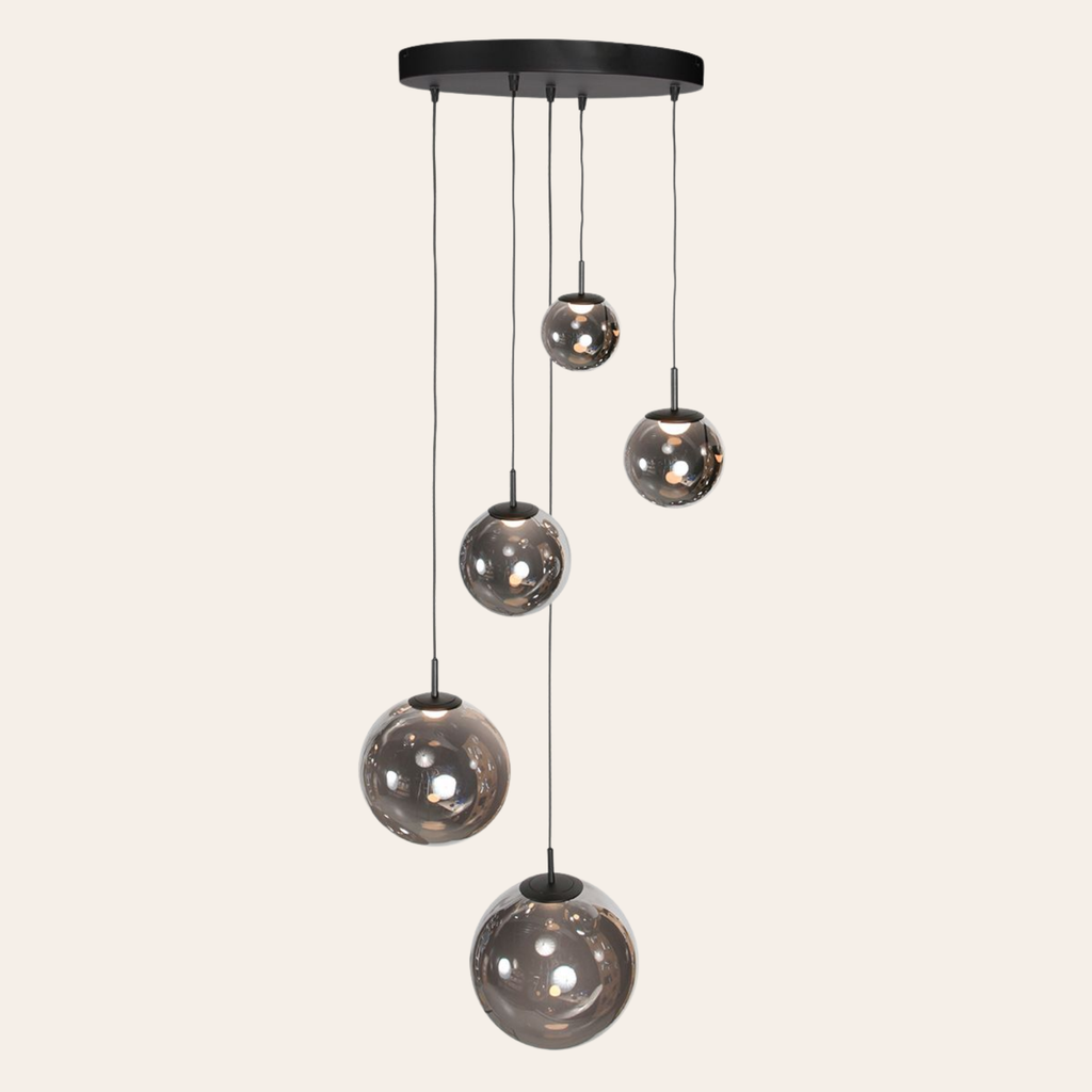 Steinhauer Bollique Hanglamp | Zwart Metaal, Smoke Glas, Dimbaar, Verstelbaar Steinhauer