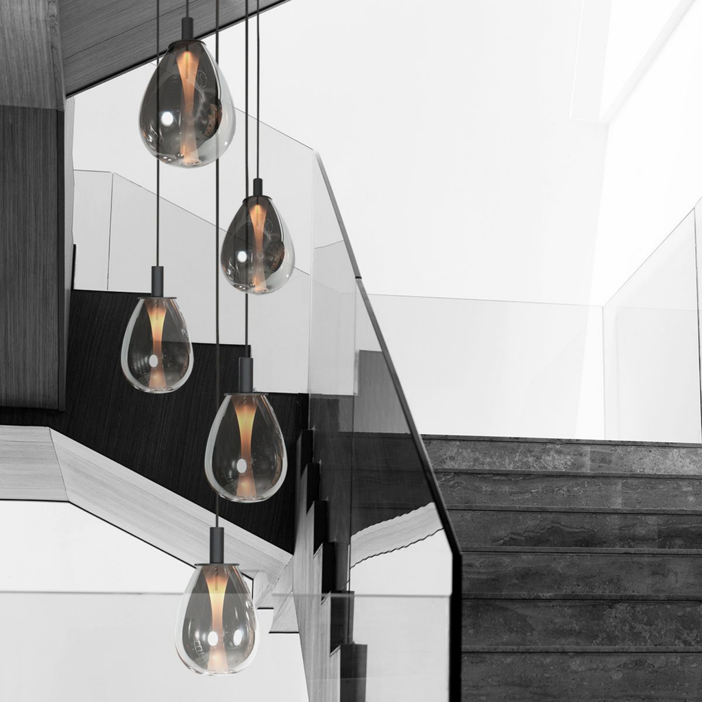 Steinhauer Glimsy Hanglamp Zwart | 5-Lichts, Verstelbaar, Smoke Glas, Perfect voor Eettafel Steinhauer