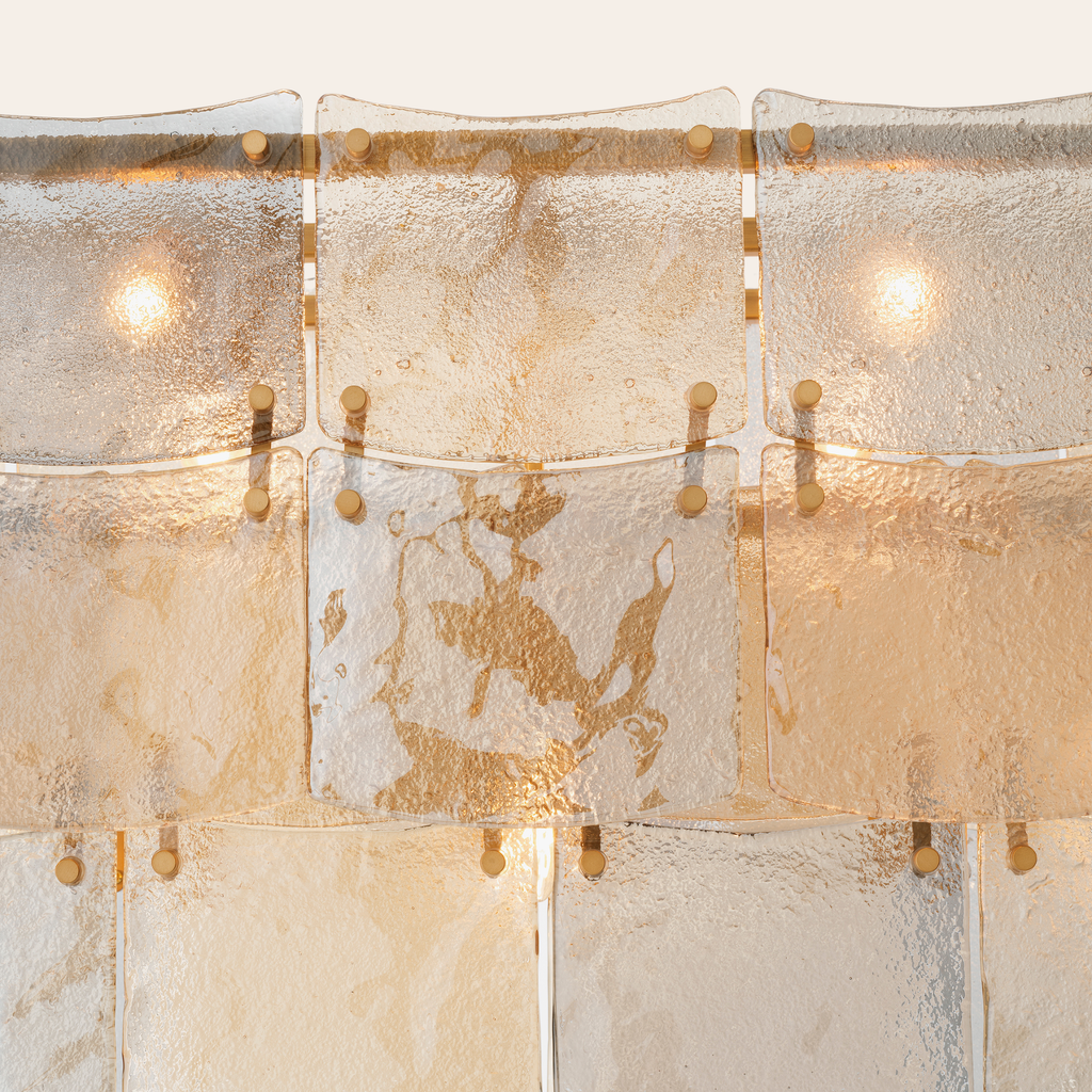 Eichholtz Laurent Rechthoekige Kroonluchter Antiek Messing met Gerookt & Champagneglas - 11-Lichts Hanglamp 127 cm