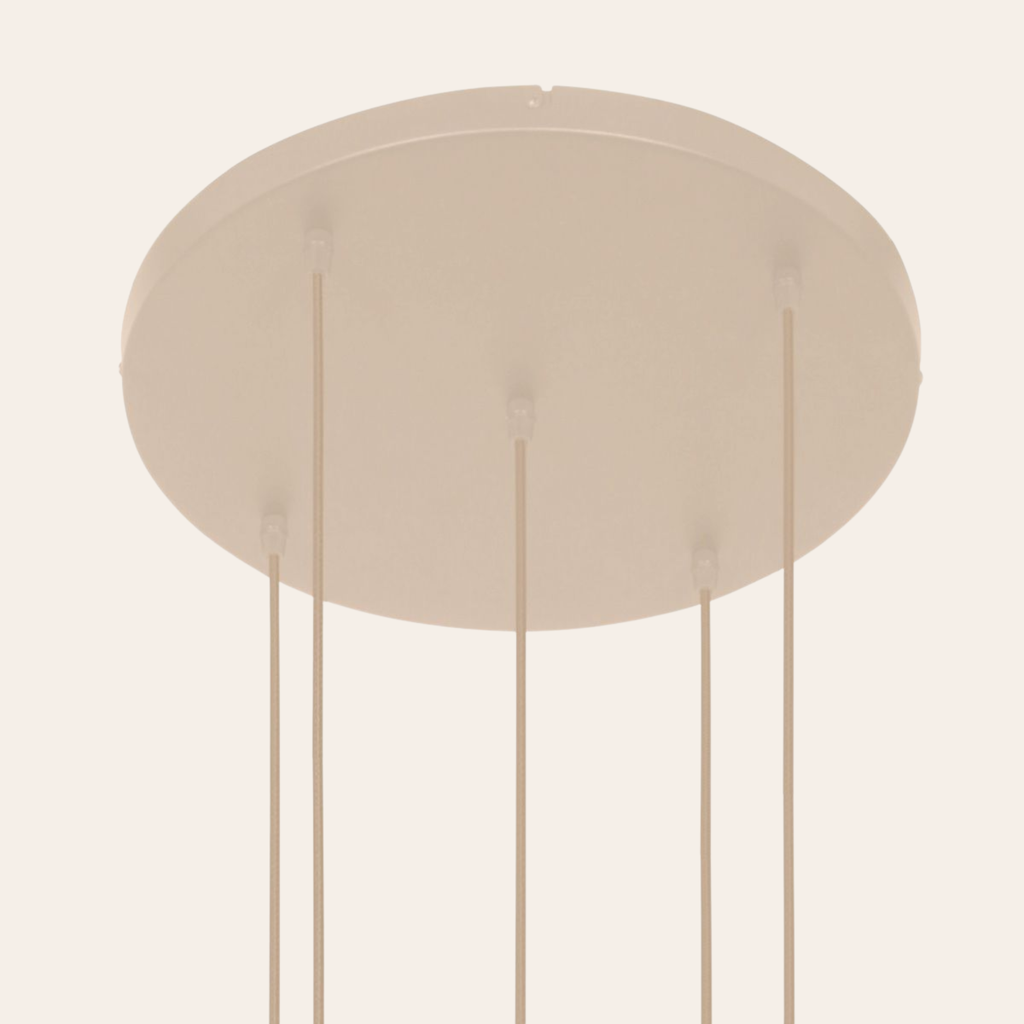 Steinhauer Bollique Hanglamp | Crème Metaal, Mat Wit Glas, 5-lichts Verstelbaar
