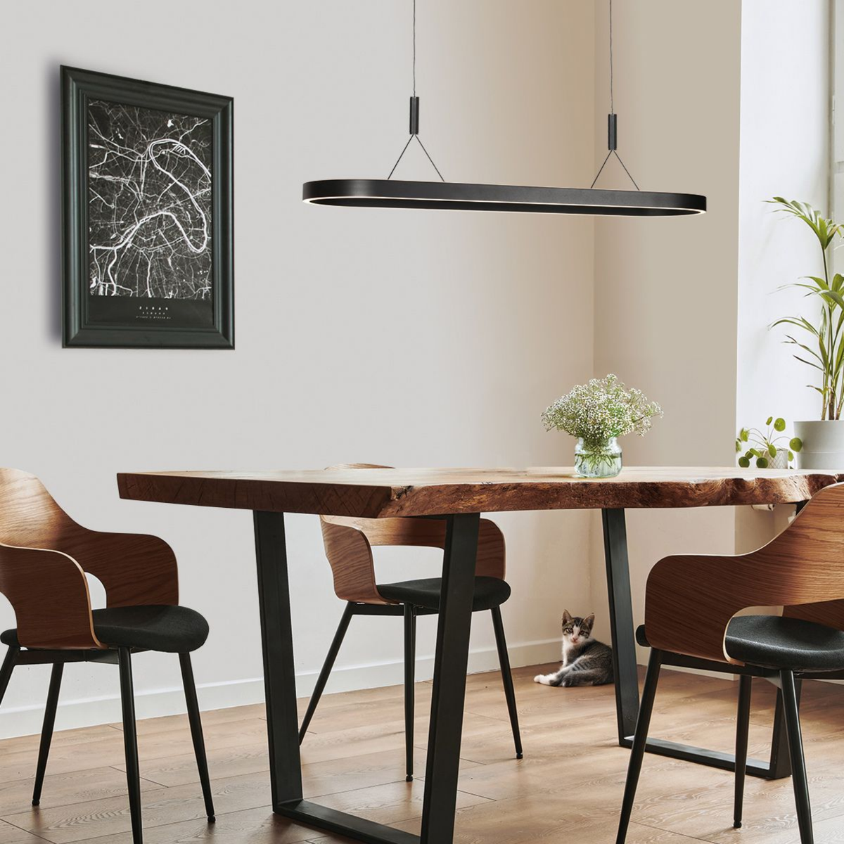 Steinhauer Mykty Hanglamp Eettafel | Zwart, Hoogte Verstelbaar, Industrieel Design Steinhauer